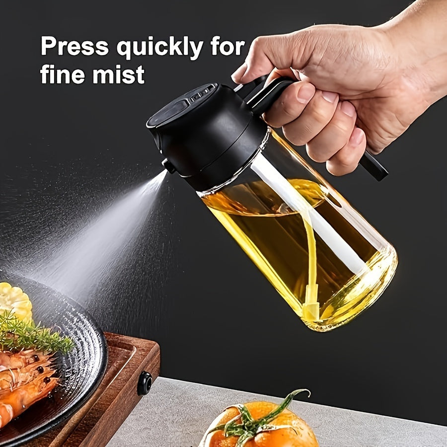 Portable 2-in-1 Oil Sprayer & Dispenser – Olive Oil Mister & Pourer, 470ML Kitchen Spray Bottle for Cooking, BBQ, Baking & Salad