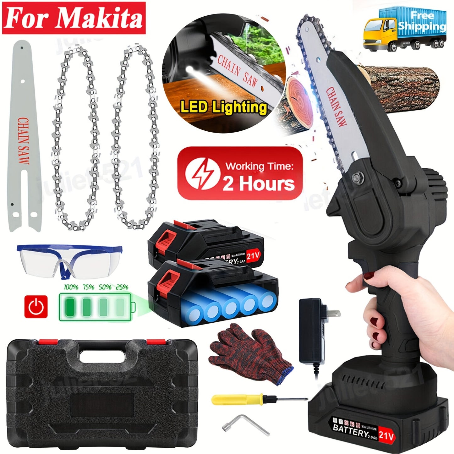 Mini Chainsaw Cordless, 6 Inch Handheld Electric Power Chainsaw