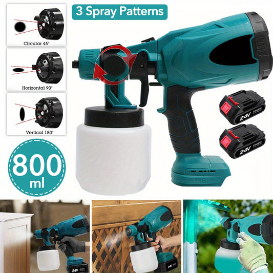 800ml Cordless Eletric Spray Gun High Pressure Furniture Steel Coating Airbrush