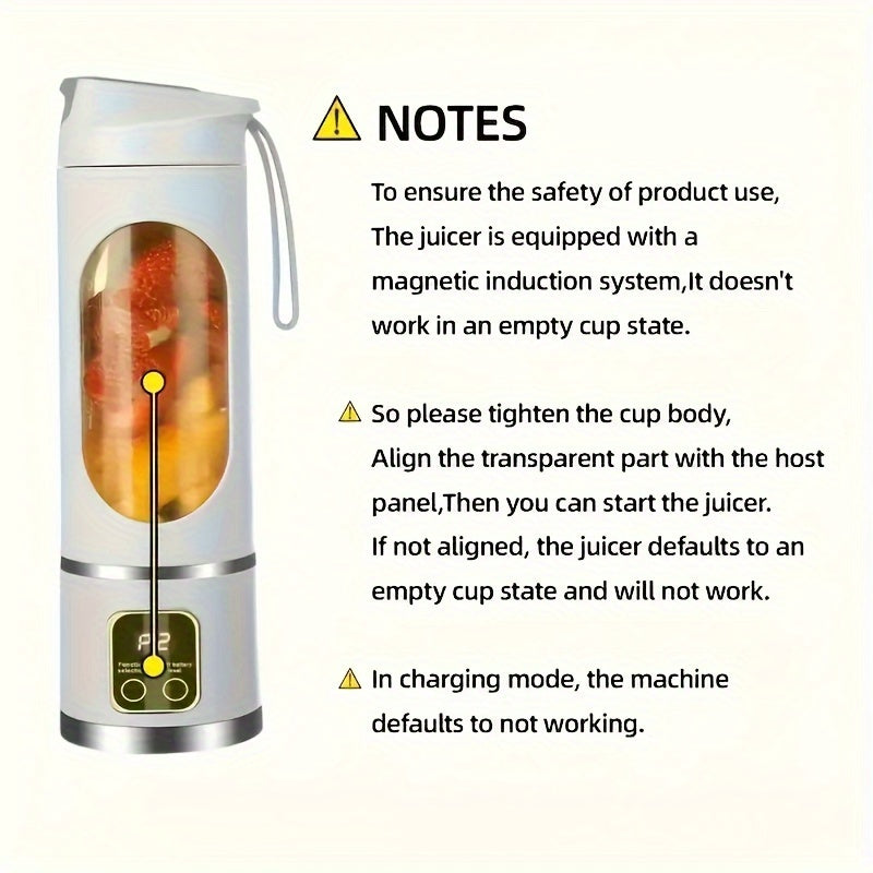 Portable USB-Rechargeable Blender & Juicer - Easy Clean, Perfect for Fruit & Vegetable Drinks, Milkshakes