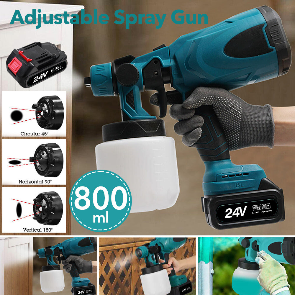 800ml Cordless Eletric Spray Gun High Pressure Furniture Steel Coating Airbrush