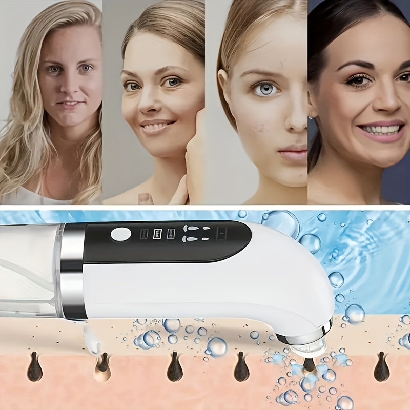 Microbubble Deep Pore Blackhead Remover – USB Rechargeable Facial Cleanser with 6 Heads