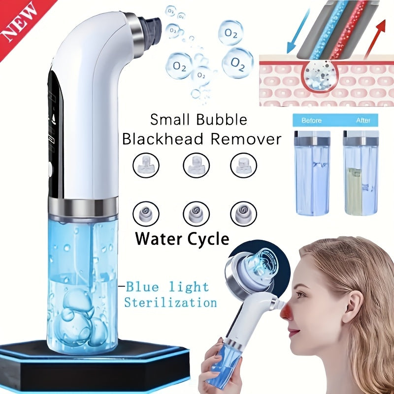 Microbubble Deep Pore Blackhead Remover – USB Rechargeable Facial Cleanser with 6 Heads