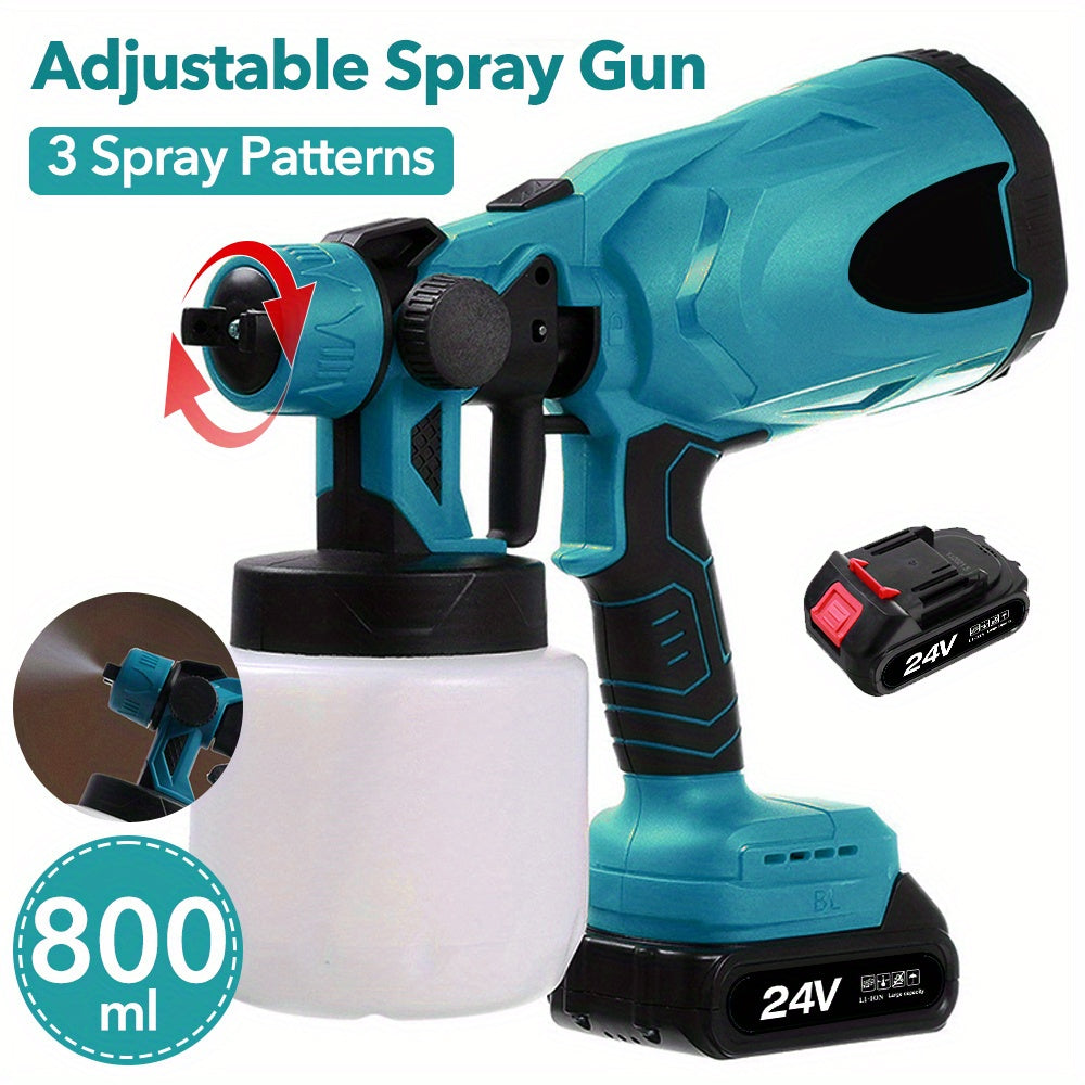 800ml Cordless Eletric Spray Gun High Pressure Furniture Steel Coating Airbrush