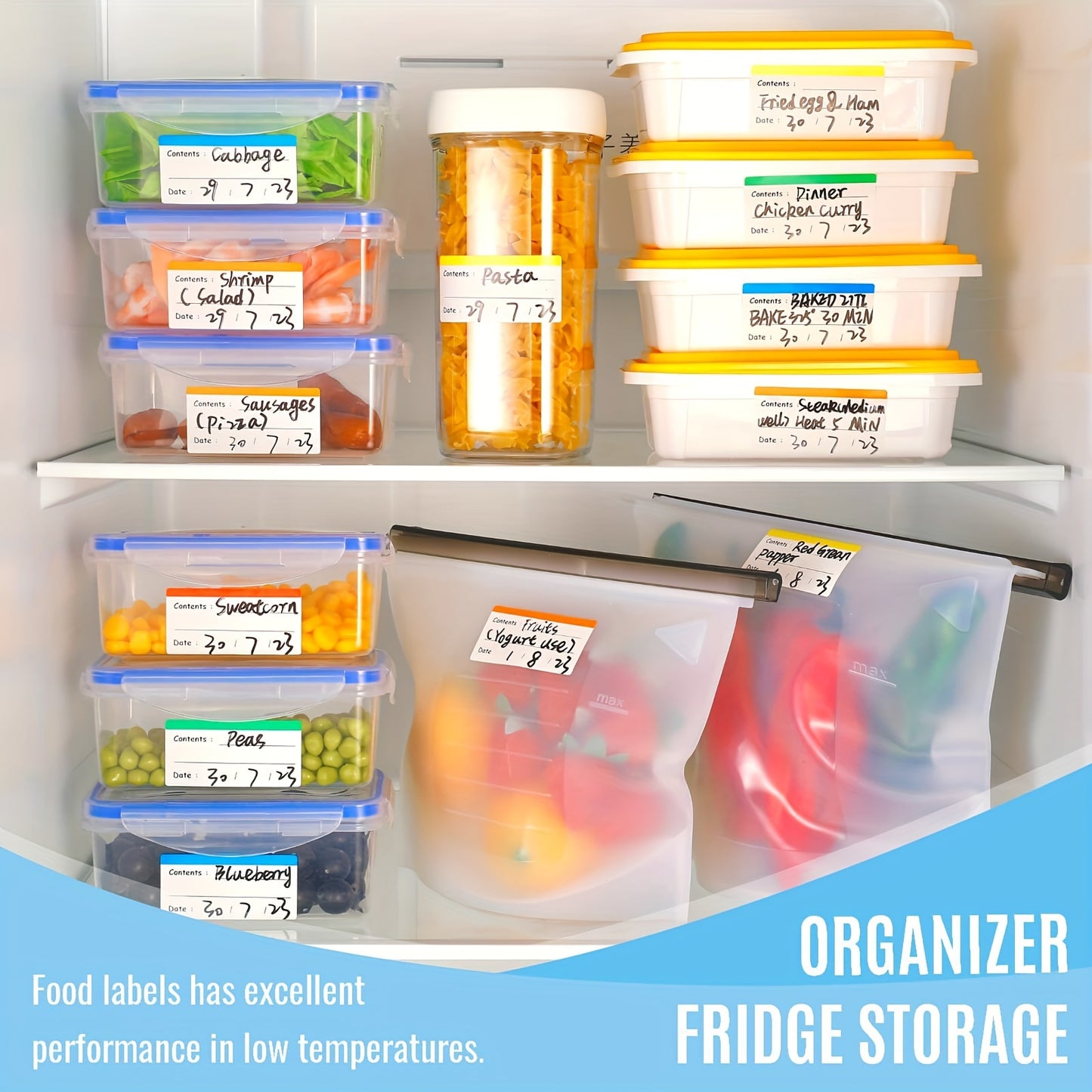 100pcs Colorful Removable Freezer & Food Storage Labels - Energy Star Certified, Perfect for Kitchen Organization