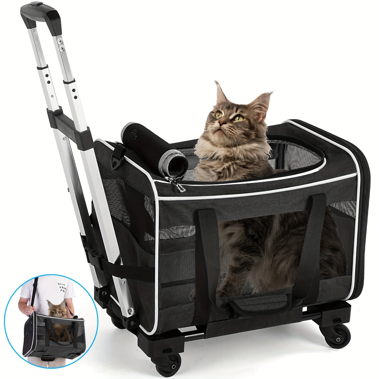 Cat Dog Carrier With Wheels